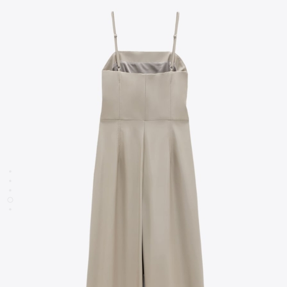 NWT ZARA | Faux Leather Long Jumpsuit Sand - Picture 9 of 11